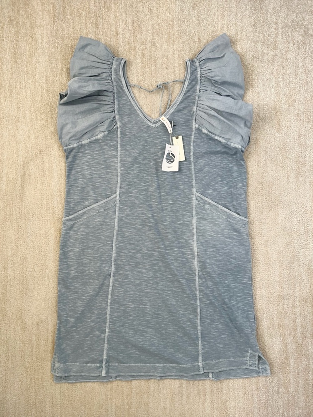 NWT Anthropologie Daily Practice Flutter Short Sleeve Cotton Tee Shirt Dress L